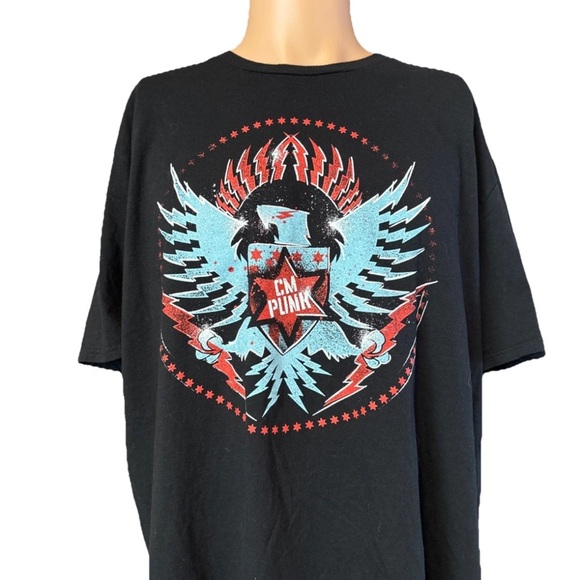 WWE CM Punk Eagle Styled Black Wrestling Shirt Size 2XL Mens - Picture 1 of 8